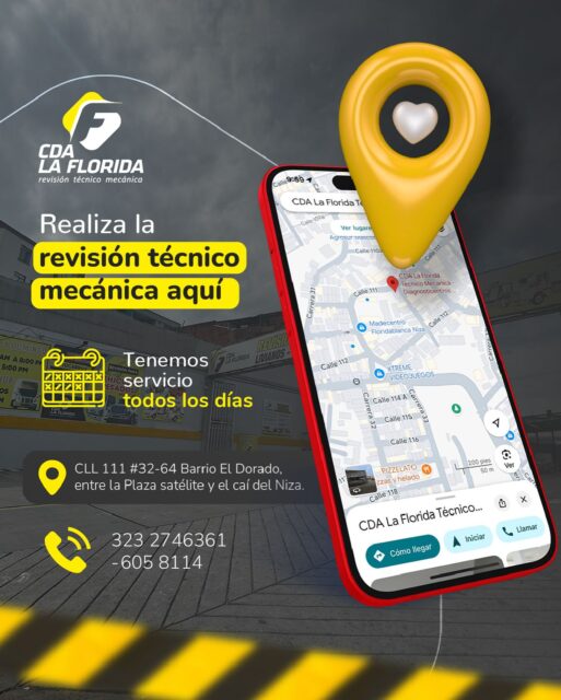 La seguridad de tu vehículo empieza aquí 👇
Haz tu revisión técnico mecánica en CDA LA FLORIDA📍
Sin excusas → abrimos todos los días.
📞 323 274 6361
📍 Cll 111 #32-64, El Dorado, entre el caí del Niza y la plaza satélite
